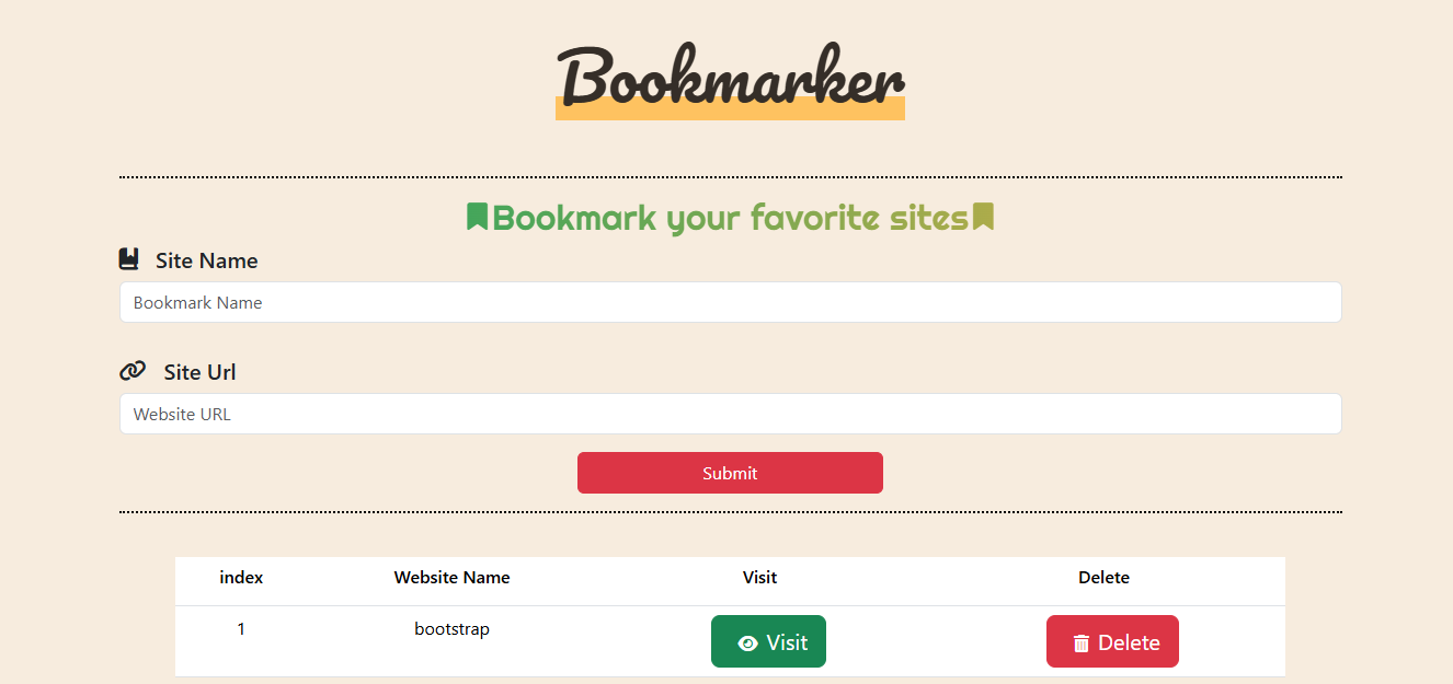 Bookmarker App Screenshot
