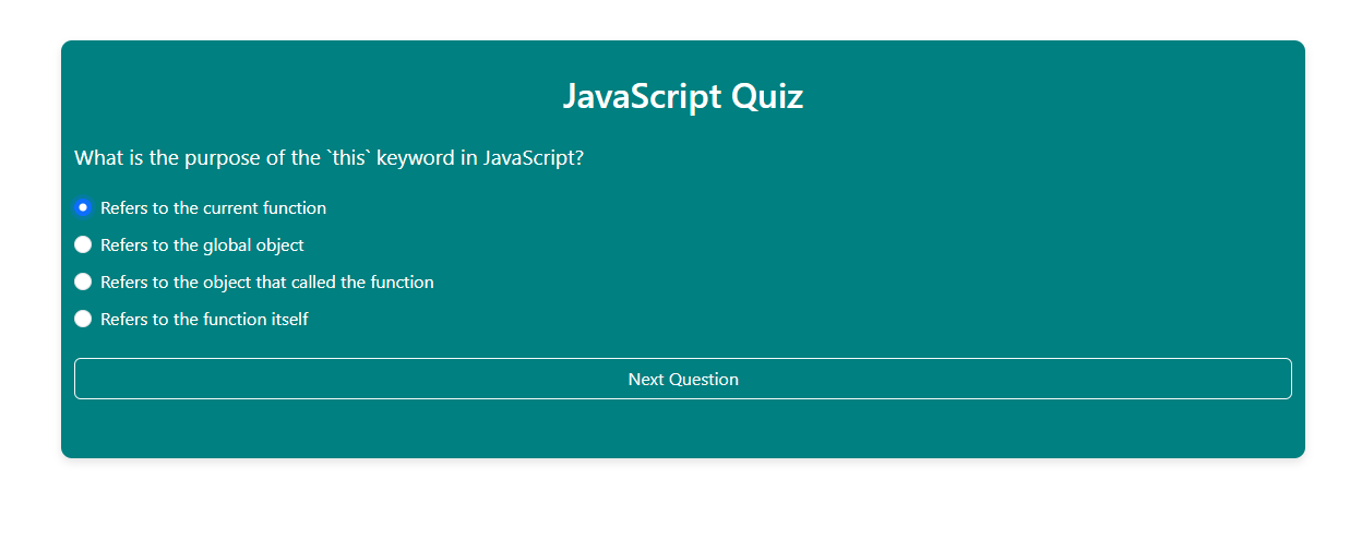 JavaScript Quiz App Screenshot